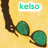 Pixelated icon shows green leaf-shaped objects on a brown branch against a yellow background with 'kelso' text in green letters.
