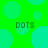 Green background with cyan circles and four instances of the text DOTS in dark green.