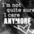 Black-and-white pixelated image with text reading 'I'm not quite sure I care anymore' and a hand cursor pointing at the words.