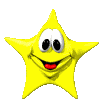 Six yellow star-shaped figures with cartoonish faces, each displaying a smiling expression and red mouth against a gray background.