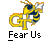 Animated buddy icon featuring a yellow and blue bee mascot with 'GT' letters, displayed in two frames on a gray background with promotional text for badassbuddy.com.