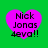 Four identical purple heart-shaped icons with black text on a green background, each displaying 'Nick Jonas 4eva!!' in pixelated font.