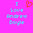 A static pixel art image with a bright pink background displaying cyan text and an orange heart symbol.