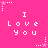 Pixelated pink background with repeated white text "I Love You" and small star icons in various positions.