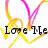 Animated icon with yellow and pink heart-shaped lines over black text reading 'Love Me or ......' and 'Hate Me' on white background.