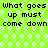 Green background with white circular patterns and repeated black text reading "What goes up must come down" in a