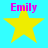 Four yellow stars on cyan background with pink "Emily" text above each star, showing pixel-level animation differences between frames.