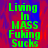 Green pixelated text on a red and blue gradient background with a gray on the right