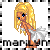 Pixel art contact sheet showing two frames of a blonde female character in white dress with blue eyes and orange skin, side-by-side on gray transparency background.