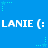 Blue background with repeated white text 'LANIE (:' and light blue star patterns.