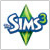 Pixelated static icon featuring stylized text with blue and green color scheme on white background, likely a logo or branding element for The Sims 3 game community.