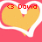 Pixelated heart-shaped icon with yellow interior, white outline, and pink background; red text 'David' and '<3' overlaid.