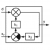 Static grayscale icon showing a mechanical diagram with interconnected components including circular gears and rectangular boxes within a frame.