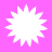 Four identical white starburst shapes on a solid pink background, arranged in a two-by-two