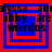 Four identical display red and blue concentric squares with black text reading 'alyssa and abby are wierdos' in a pixelated font