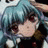 Pixelated anime-style character with blue hair and red eyes on left, black background with white text "Anime IM" and stylized "cOM" logo on right in a contact sheet layout.
