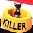 A pixelated icon shows a dark figure with horns atop a yellow-orange rounded shape, with the word 'KILLER' in bold black letters below.