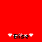 Red background with two identical pixelated text elements reading 'Elise' flanked by white stars, each containing a pink heart symbol.