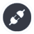 Circular icon with dark blue center and white border containing two white arrow-like shapes pointing upward and rightward on a dark background.