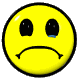 Yellow circular face with black outline, downturned mouth, and varying eye states including tears and closed eyes.