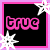 Pink neon-style text and symbols on black backgrounds with white star accents, arranged in a