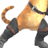 A 4-frame contact sheet of a pixelated animated icon featuring an anthropomorphic orange cat character in various poses with fencing gear and a hat, set against a white background.