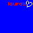 Blue background with red text 'louraw' and a white pixelated heart symbol between two instances of the text.
