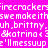 Pixelated text in white on four colored backgrounds: pink, purple, cyan, and light purple, arranged in a