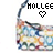 Pixelated icon with 'MOLLEE' text above a heart symbol, showing two states: black outline heart and solid green heart.