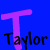 Four quadrant displays variations of a stylized 'T' and the name 'Taylor' in different color combinations against solid backgrounds