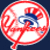 A static image featuring the New York Yankees logo with a circular red and white emblem, large white 'NY' letters on dark blue background, and cursive text below.