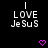 Black background with white pixelated text reading "I LOVE JeSuS" and two pink heart icons below.