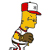 Pixelated character with yellow skin wearing red and white cap, brown glove, and striped shirt in side profile.