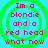 Four identical pixelated circular icons with green rings on a blue background, each displaying red text reading "Im a blondie and a red head what now".