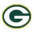 Green and white circular logo with stylized 'G' on left, yellow background with green text 'Go Packers' on right.