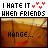 Animated contact sheet of a 3x3 grid showing nine frames from an AOL Instant Messenger buddy icon with repeating text and changing heart symbols over a blurred background image.