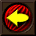 A circular red and yellow icon with a left-pointing arrow, displayed in four positions showing animation frames