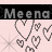 Animated contact sheet showing two frames of a buddy icon with pink background, black text banner reading "Meena Meena," and pixelated heart patterns.
