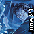 Pixelated blue-toned image with 'Harry Potter' text at top, two mirrored vertical 'T & B JUNIPER' texts on sides, and a central figure in motion.