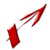 Static pixelated red icon depicting a stylized arrow with multiple trailing lines on white background.