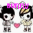 Two pixelated anime-style characters holding hands with a pink heart, one with 'BUNNY' text above and the other with 'LOVE' text above.