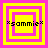 *sammie* text in black pixel font centered over four yellow-pink concentric square layers on a pink background; animation cycles through different layer configurations.