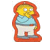 Yellow cartoon character in light blue shirt and white pants with orange border, shown across with changing text overlays