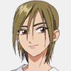 Two anime-style character portraits side-by-side, one with light brown hair and the other with long black hair against a white background.