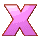 Nine identical pink X-shaped icons arranged in a on a gray background, each with gradient shading and brown outlines