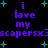 Purple text on black background with cyan stars, repeating 'i love my scapersx3' in two