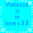 Blue background with white dotted border and star shapes, displaying repeated text "Vanessa is in love <33" across four quadrants.