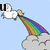 A four- shows a cartoon sheep emitting rainbows from its rear, with text fragments forming 'I aren't a true Believer!'
