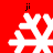 Four white snowflake icons on a red background with black 'ji' text above each snowflake, arranged in a