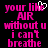 Pixelated pink text on black background with white heart cursor, displaying 'your like AIR without u i can't breathe' in two identical